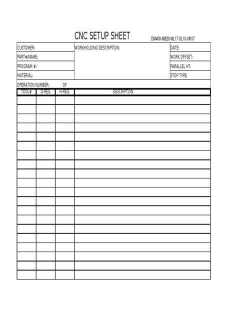 cnc machine installation guide|cnc machine setup sheet template.